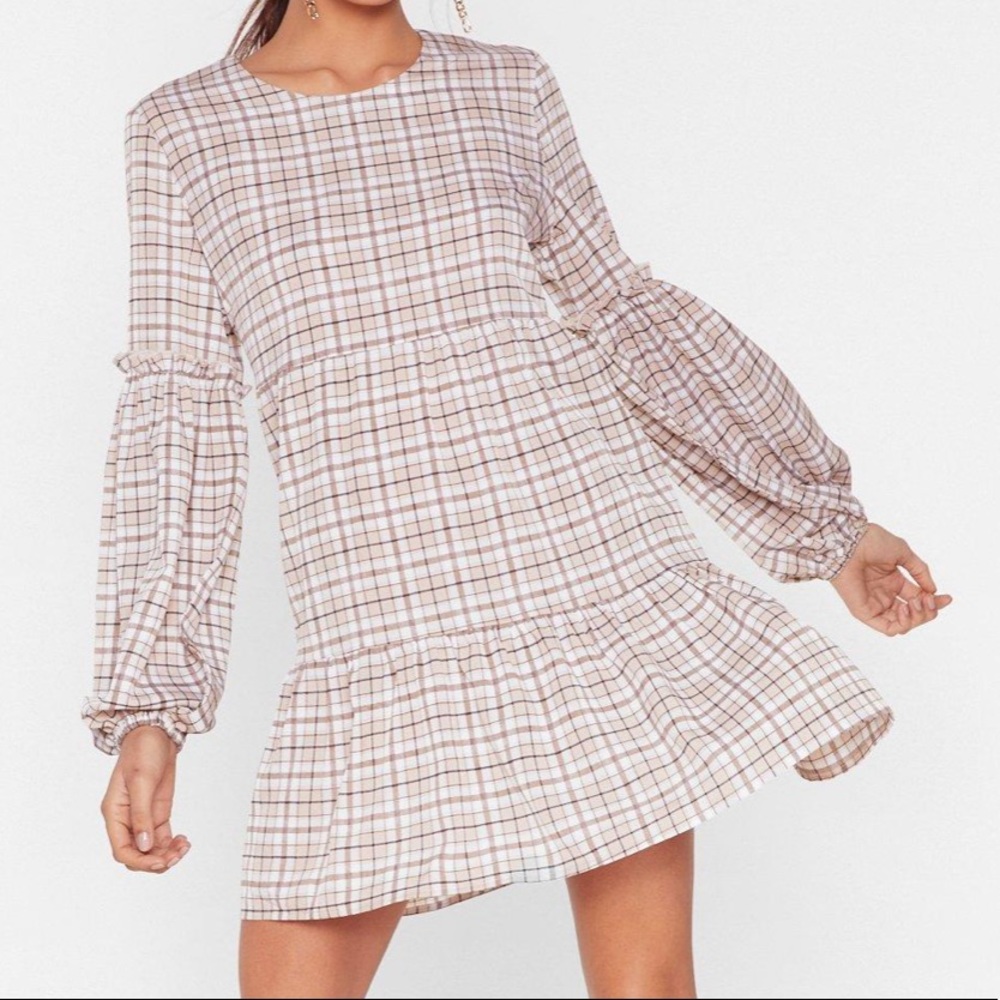 Nasty Gal In Check Ruffle Mini Dress